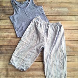 Purple pajamas tank top and striped capris